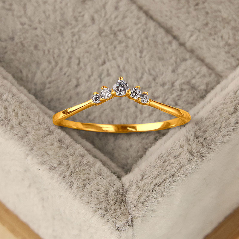 S925 Silver Crown Set Zircon Ring