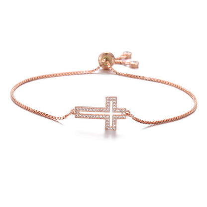 Hollow Cross Shape Full Stones Pendant Bracelet