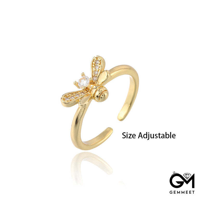 Simple Golden Cute Bee Ring