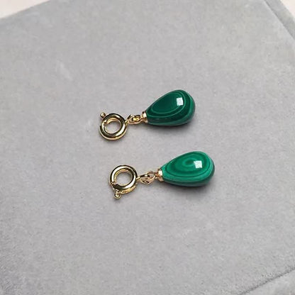 Natural Malachite Water Droplets Earrings