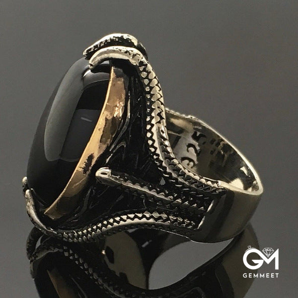 Vintage Black Zircon Eagle Claw Ring