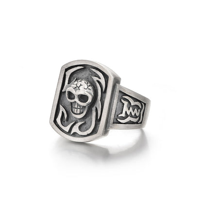 Sterling Silver Shield Skull Pattern Rings