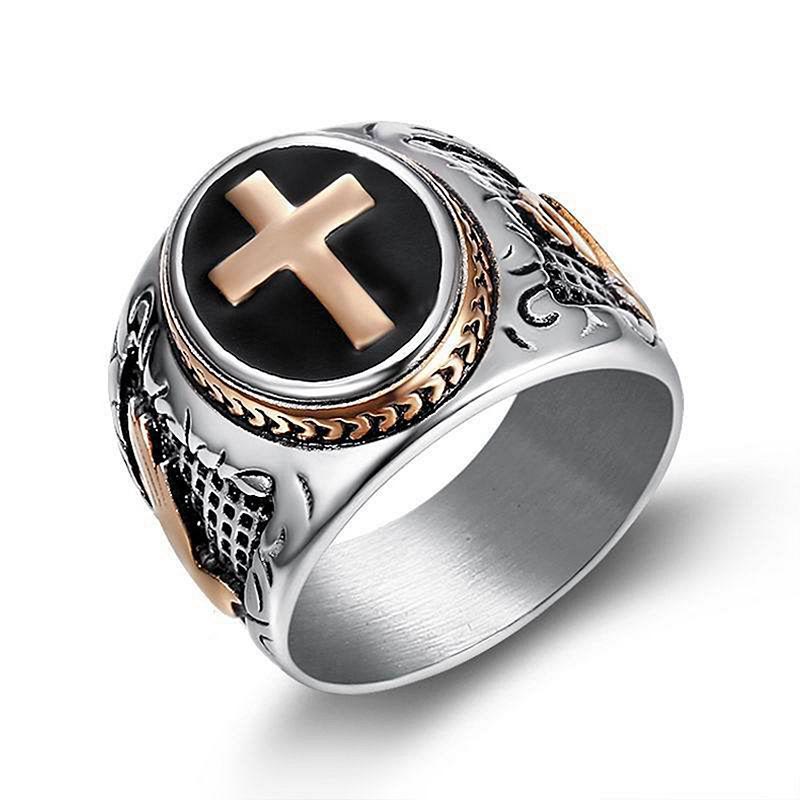 Two Tone Cross Faith Ring