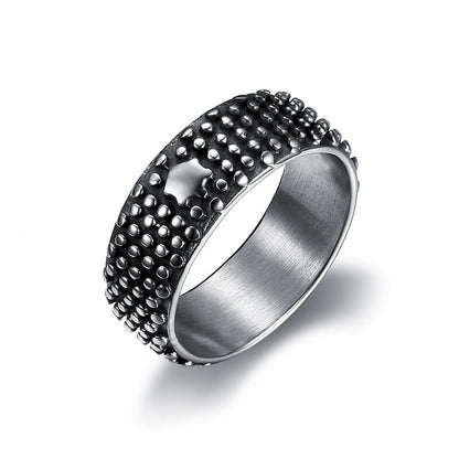 Simple Personality Round Pitted Titanium Steel Ring