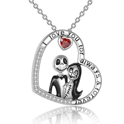 “Love You Forever" - Heart Zircon Couple Necklace.