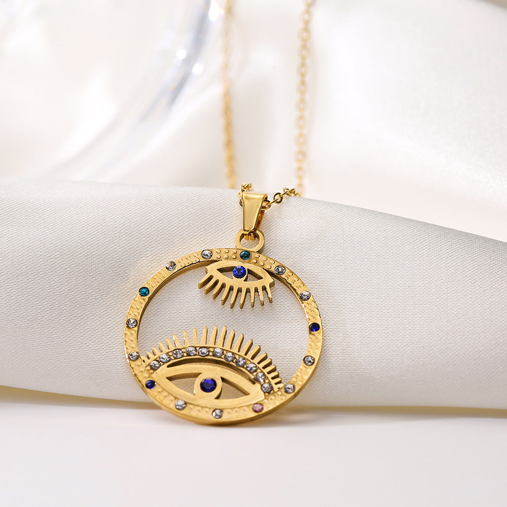 Evil Eye Hollow Pendants Necklace