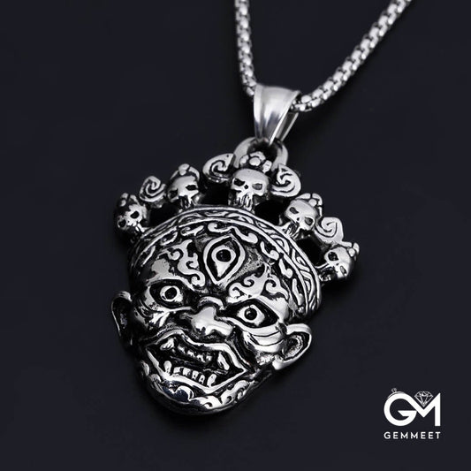 Ghost Head Facial Titanium Steel Necklace