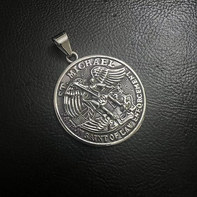 Hip Punk Saint Michael Angel Medal Pendant