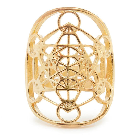 Metatron's Cube Symbol Stainless Steel Adjustable Ring