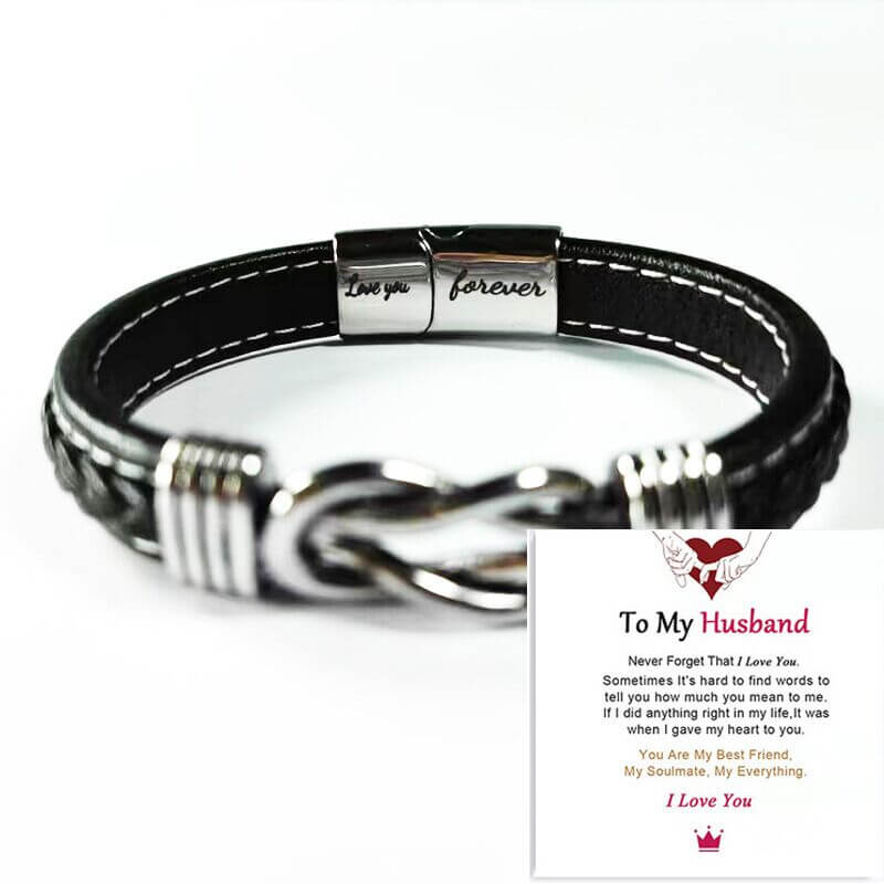 "Mother and son united forever" - Braided Leather Bracelet