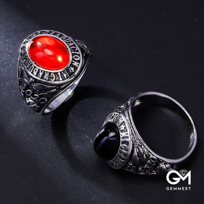 Vintage Hip Hop Red Black Zircon Ring