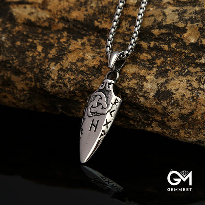 Titanium Steel Viking Triangle Spear Letter Necklace