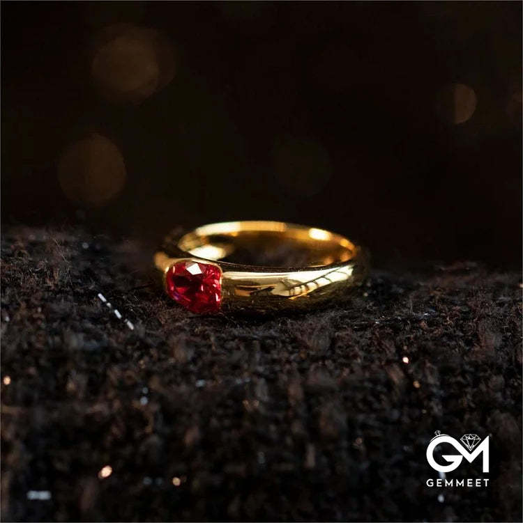 Garnet Gold Plated Minimalist Luxury Ring