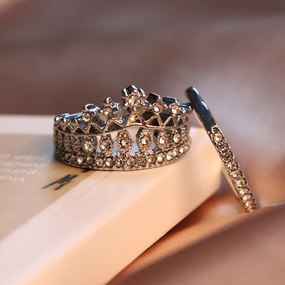 "Sweet Luxuries" 2-Piece Crown Ziracon Ring Set