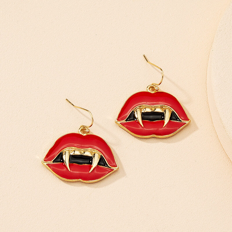 Christmas Oil Drip Lips Earrings Creative Stud Earrings