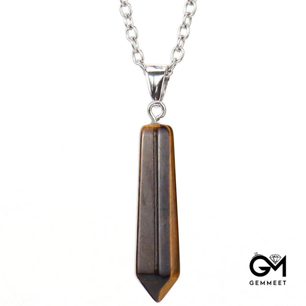 Tiger Eye Hexagon Pointy Cone Necklace