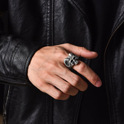 Satan Goat Horned Devil Punk Ring