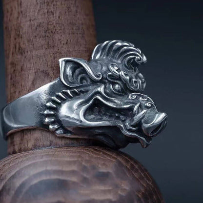 Wild Boar Personality Accessories Men Domineering Ring