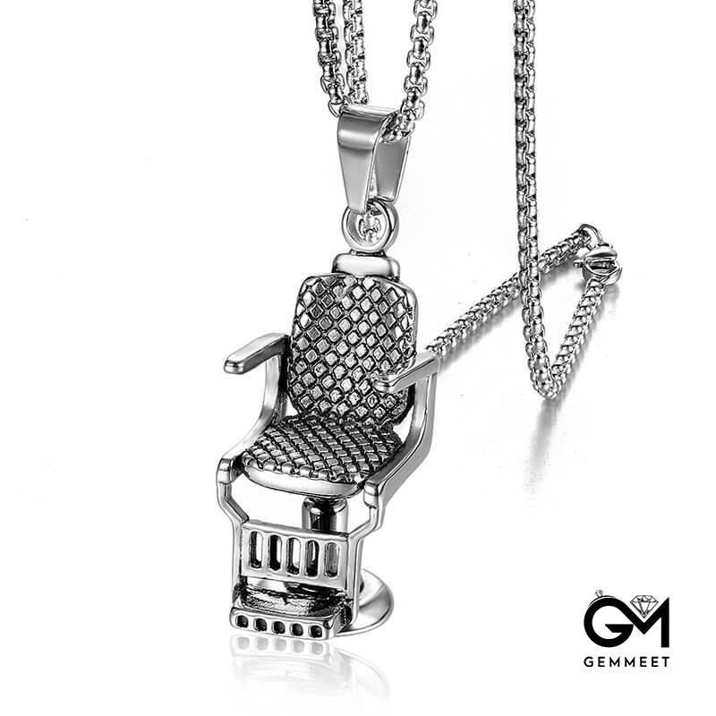 Rocking Stainless Steel Barber Seat Pendant Necklace