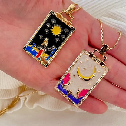 Moon Star Tarot Card Necklace