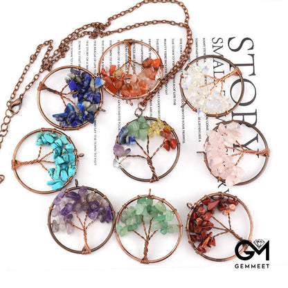 Ancient Red Copper Crystal Tree of Life Necklace