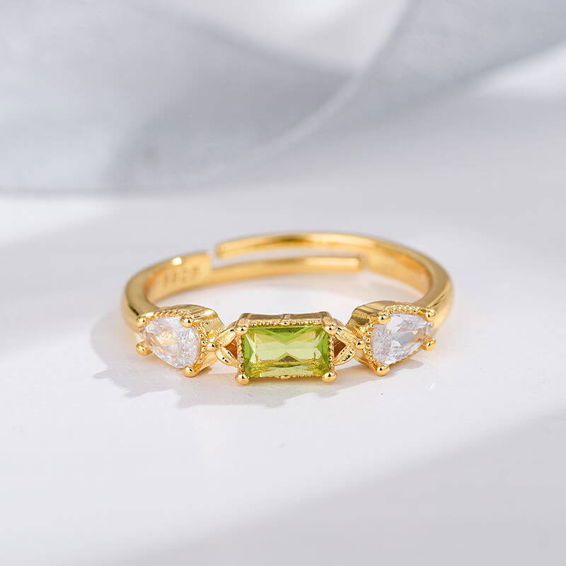 Topaz Gold Plated Crystal White Green Zircon Ring