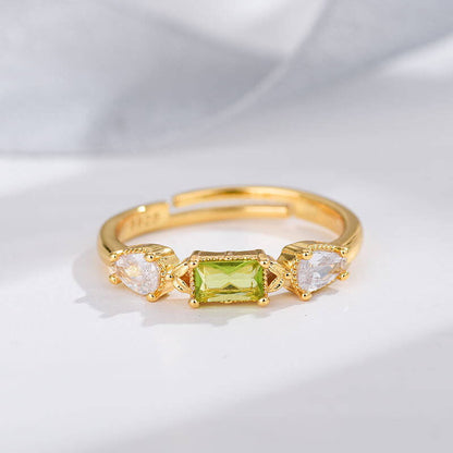 Topaz Gold Plated Crystal White Green Zircon Ring