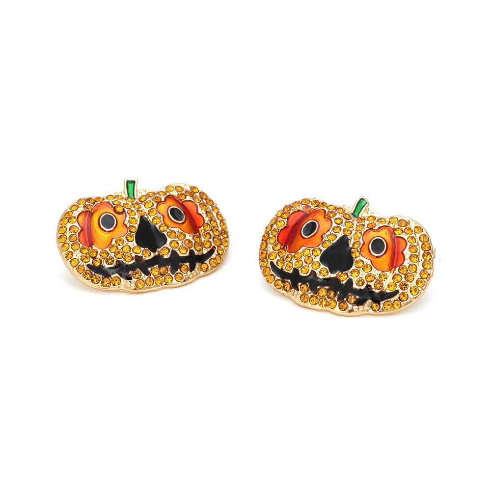 Halloween Personalized Cute Earrings Alloy Drop Oil Color Zircon Pumpkin Exaggerated Funny Earrings