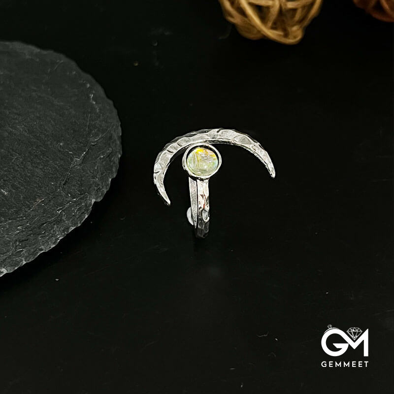 Pound The Sun Moon Moonstone Opening Ring