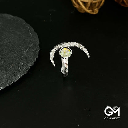 Pound The Sun Moon Moonstone Opening Ring