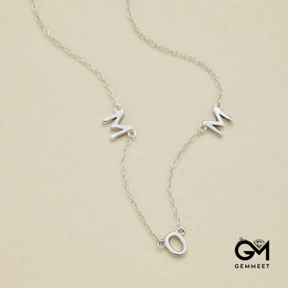 S925 Sterling Silver Simple Mother's Day Glossy Necklace