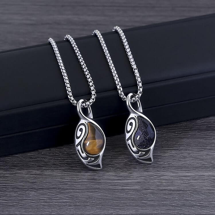 Courage Luck Protection Tiger Eye Titanium Steel Necklace