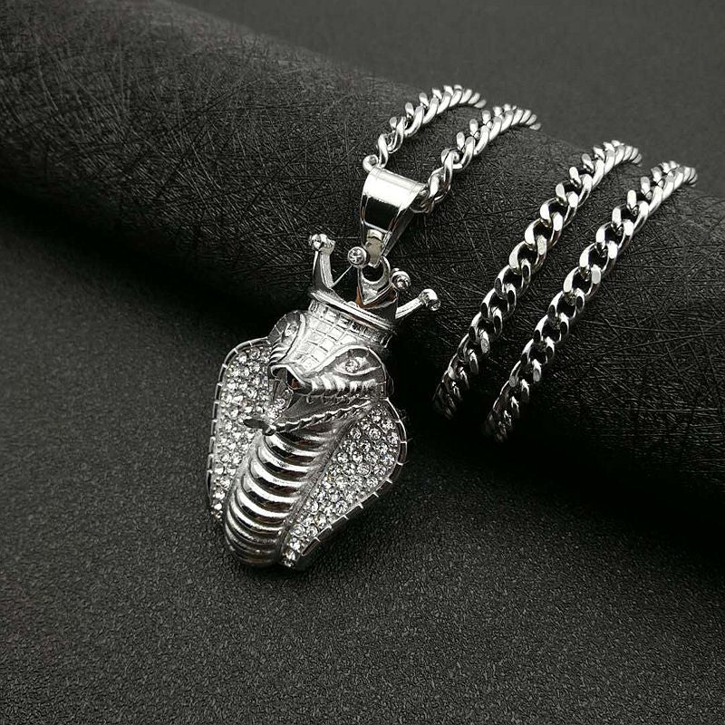 Hiphop Jewelry Gold-plated Inlaid Zircon Cobra Pendant