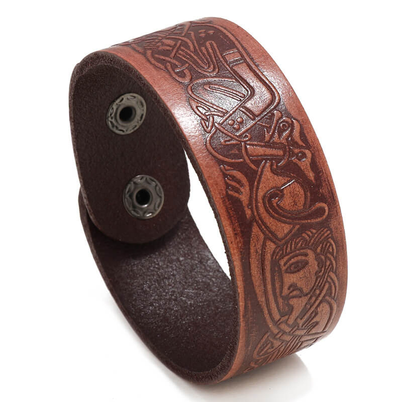 Embossed Pattern Retro Leather Trendy Bracelet