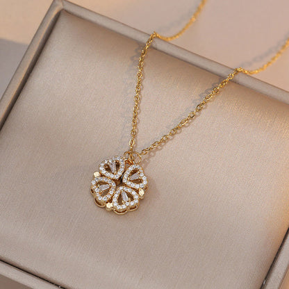 Full Zircon Four-leaf clover Necklace