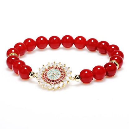 Red Agate Hand Beaded Bracelet