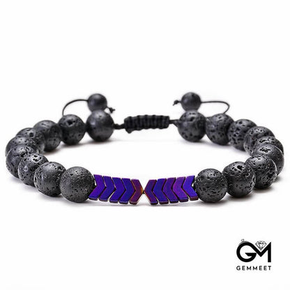 Lava Stone Colorful Magnetite Mens Bracelet