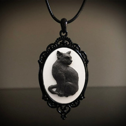 Halloween Real Metal Black Cat Necklace