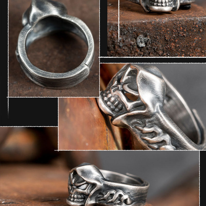 Vintage Men's Double Dragon Skull Ring