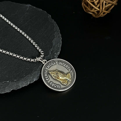 Men's Prayer Hand Metal Coin Necklace