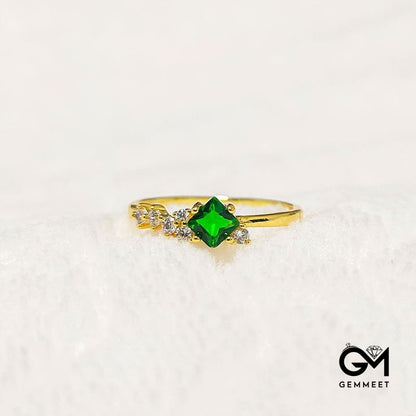 Vintage Green Zircon Gold Plated Ring