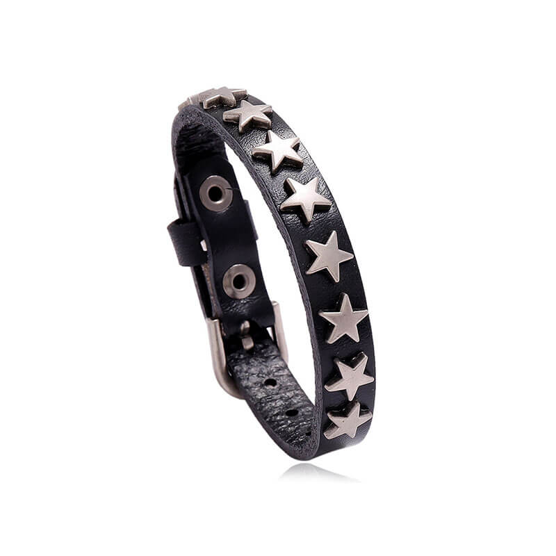 Punk Retro Pentagram Leather Bracelet