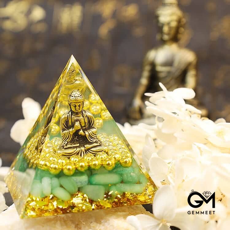 Green Aventurine With Buddha Orgone Pyramid