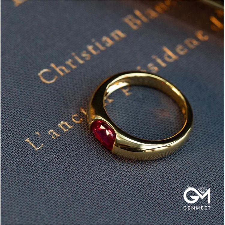 Garnet Gold Plated Minimalist Luxury Ring