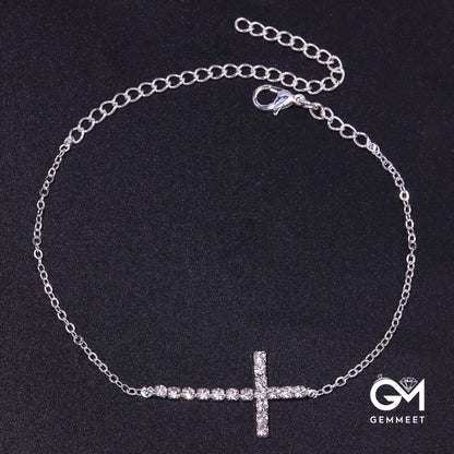 Vintage Single Cross Zircon Anklet