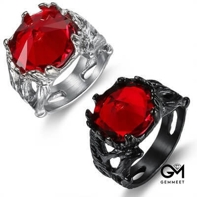 Vintage Gothic Red Zircon Ring