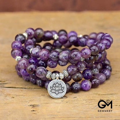 Lotus Symbol Amethyst Mara Necklace Bracelet