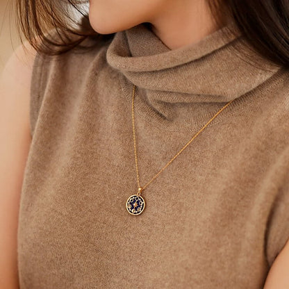 Lapis Lazuli Moon Phase Eight Awn Star Necklace