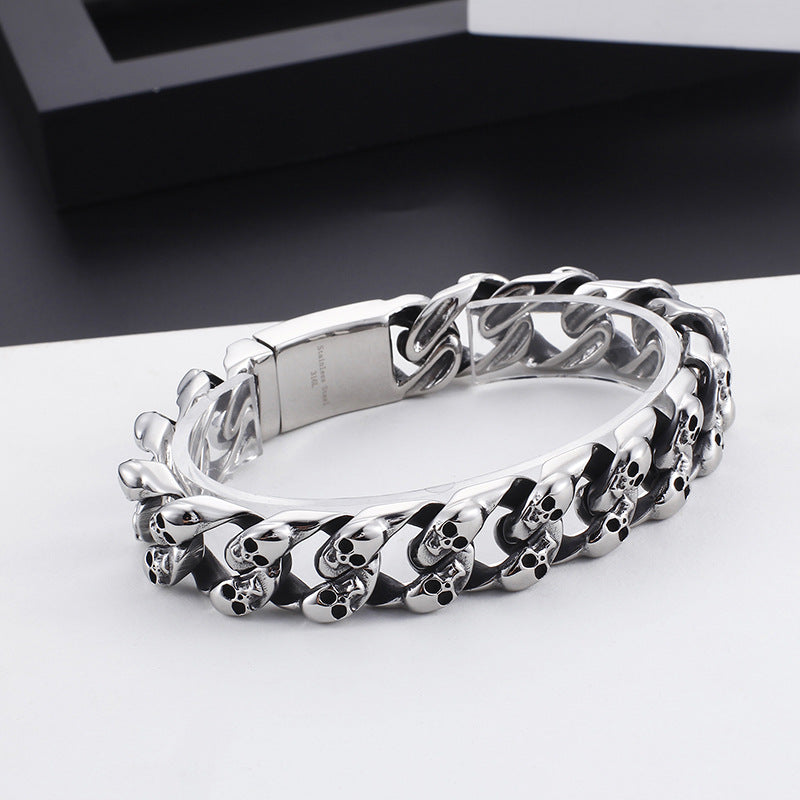 Men's Skull Punk Cuban Link Bracelet