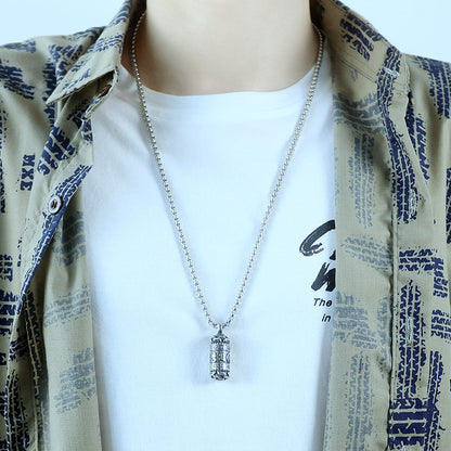 Titanium Steel Retro Viki Pendant Chain Necklace